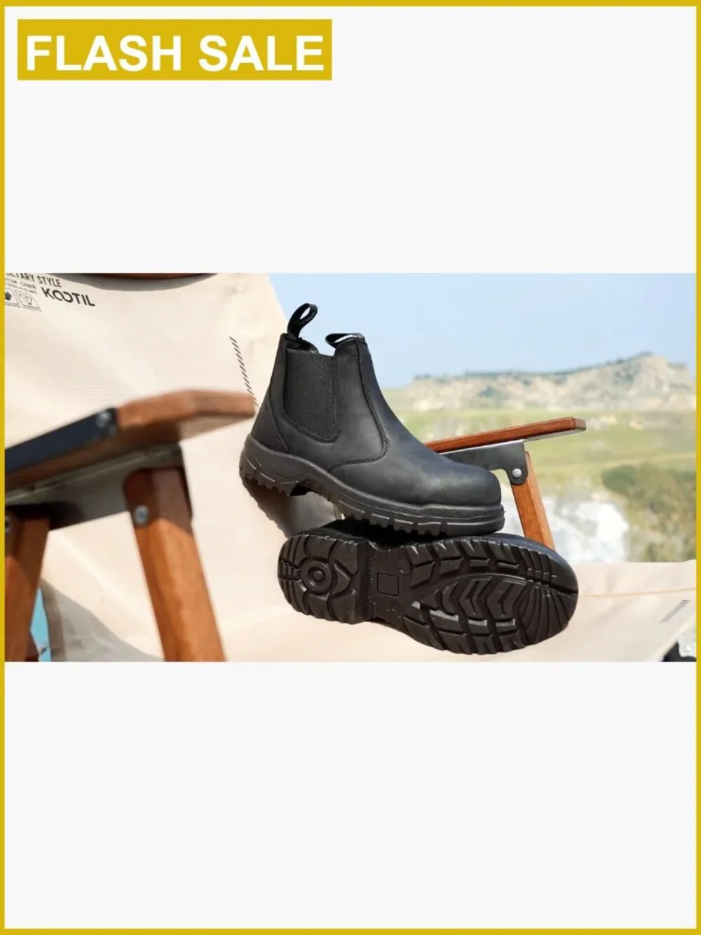 Slip on Work Boots Soft Toe Comfort Leather Abrasion Slip Resistant Chelsea